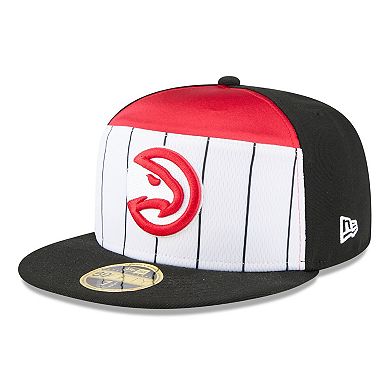 Men's New Era White/Black Atlanta Hawks 2025 NBA Tip Off Split Panel 59FIFTY Fitted Hat