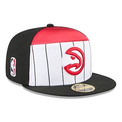 Men's New Era White/Black Atlanta Hawks 2025 NBA Tip Off Split Panel 59FIFTY Fitted Hat