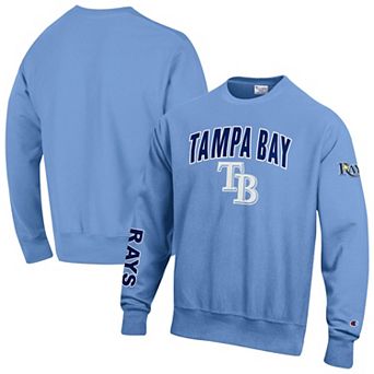 Men's Champion Light Blue Tampa Bay Rays Reverse Weave Chenille Sweatshirt