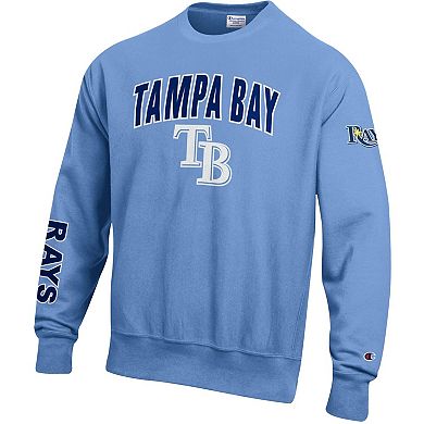 Men's Champion Light Blue Tampa Bay Rays Reverse Weave Chenille Sweatshirt