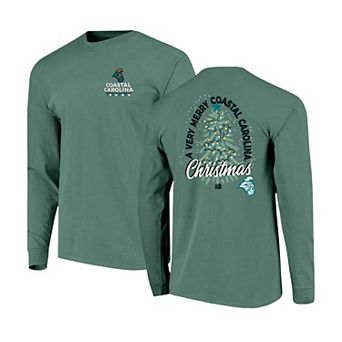 Men's Image One Light Green Coastal Carolina Chanticleers Holiday Long Sleeve T-Shirt
