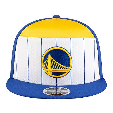 Youth New Era White/Royal Golden State Warriors 2025 NBA Tip Off Split Panel 9FIFTY Snapback Hat
