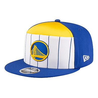 Youth New Era White/Royal Golden State Warriors 2025 NBA Tip Off Split Panel 9FIFTY Snapback Hat
