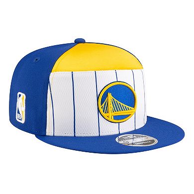 Youth New Era White/Royal Golden State Warriors 2025 NBA Tip Off Split Panel 9FIFTY Snapback Hat