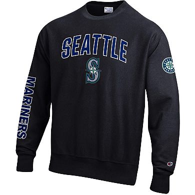 Men's Champion Black Seattle Mariners Reverse Weave Chenille Sweatshirt