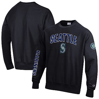 Men's Champion Black Seattle Mariners Reverse Weave Chenille Sweatshirt