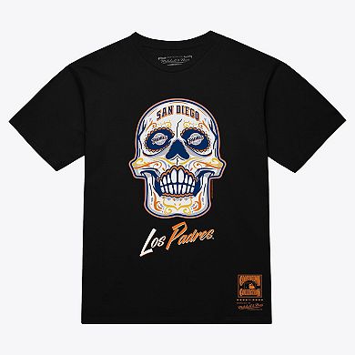 Women's Mitchell & Ness Black San Diego Padres Sugar Skull Boxy T-Shirt