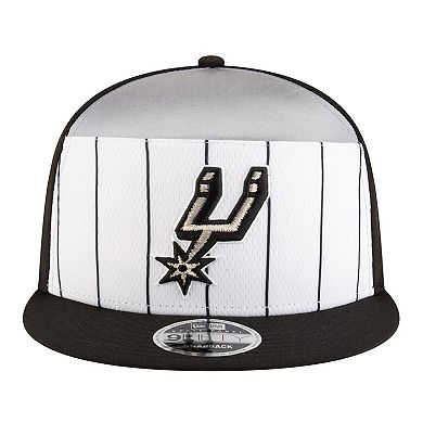 Youth New Era White/Black San Antonio Spurs 2025 NBA Tip Off Split Panel 9FIFTY Snapback Hat