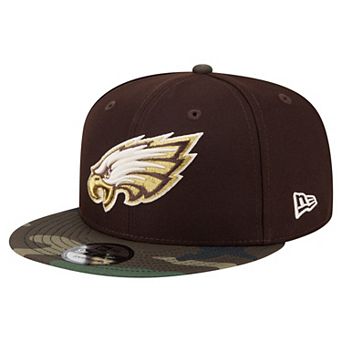 Men's New Era Dark Brown Philadelphia Eagles Burnt Wood Camo 9FIFTY Snapback Hat