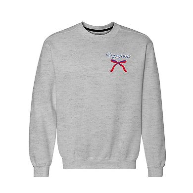 Women's Heather Gray Kansas Jayhawks Classic Merry Christmas Tree Crewneck Sweatshirt