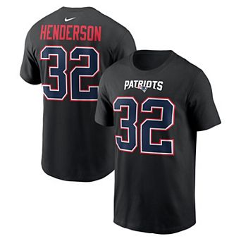 Men's Nike TreVeyon Henderson Black New England Patriots Carbon Name & Number T-Shirt