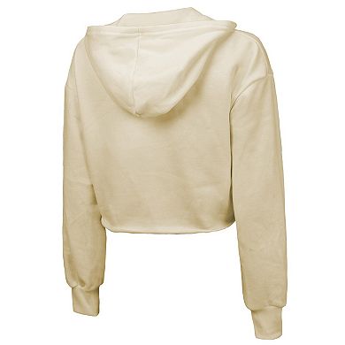 Women's Majestic Threads Cream Indiana Fever Circus Shot Drop Shoulder Tri-Blend Cropped Pullover Hoodie