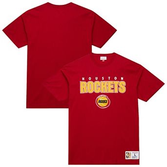 Men's Mitchell & Ness Red Houston Rockets Hardwood Classics Throw It Back Premium T-Shirt