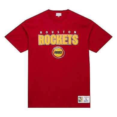 Men's Mitchell & Ness Red Houston Rockets Hardwood Classics Throw It Back Premium T-Shirt