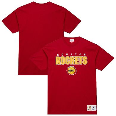 Men's Mitchell & Ness Red Houston Rockets Hardwood Classics Throw It Back Premium T-Shirt