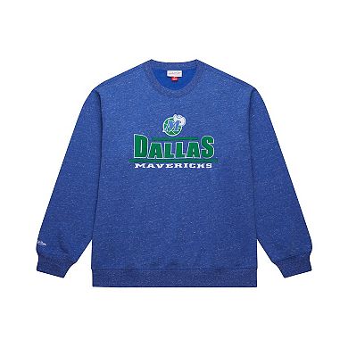 Men's Mitchell & Ness Navy Dallas Mavericks Throw It Back Fleece Sweatshirt