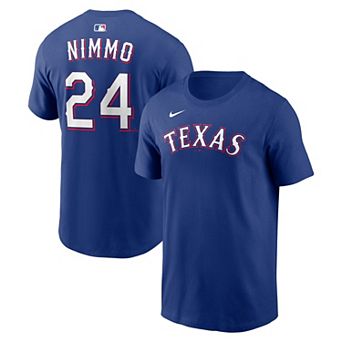 Men's Nike Brandon Nimmo Royal Texas Rangers Home Name & Number T-Shirt