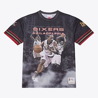Men's Mitchell & Ness Black Philadelphia 76ers Hardwood Classics Originals Collection 2000-2001 Team Roster T-Shirt