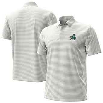 Men's Under Armour White Notre Dame Fighting Irish Basketball Leprechaun Drive Micro Groove Stripe Polo