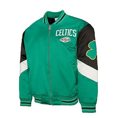 Men's Mitchell & Ness Green Boston Celtics Throw It Back Heavyweight Full-Zip Satin Jacket