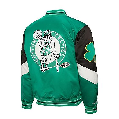 Men's Mitchell & Ness Green Boston Celtics Throw It Back Heavyweight Full-Zip Satin Jacket