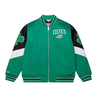 Men's Mitchell & Ness Green Boston Celtics Throw It Back Heavyweight Full-Zip Satin Jacket