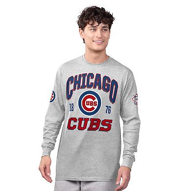 Men's Starter Heather Gray/Royal Chicago Cubs Two-Pack Long Sleeve & Short Sleeve T-Shirt Set