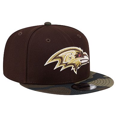 Men's New Era Dark Brown Baltimore Ravens Burnt Wood Camo 9FIFTY Snapback Hat
