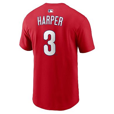 Men's Nike Bryce Harper Red Philadelphia Phillies Name & Number T-Shirt