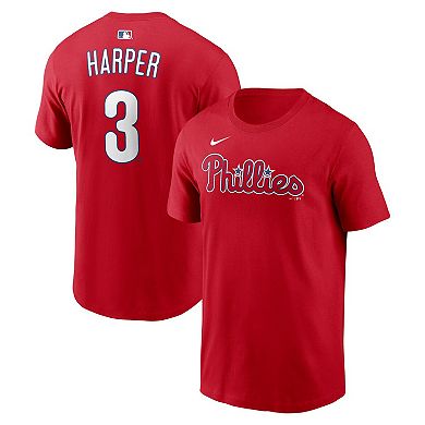 Men's Nike Bryce Harper Red Philadelphia Phillies Name & Number T-Shirt