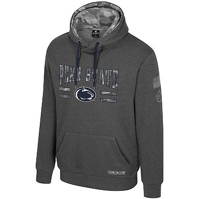 Men's Colosseum Heather Charcoal Penn State Nittany Lions Operation Hat Trick Squad Hoodie