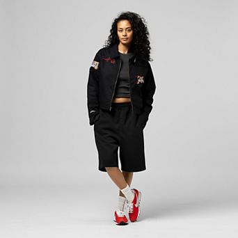 Women's Mitchell & Ness Black Philadelphia 76ers Full-Zip Mechanic Jacket