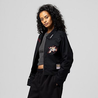 Women's Mitchell & Ness Black Philadelphia 76ers Full-Zip Mechanic Jacket