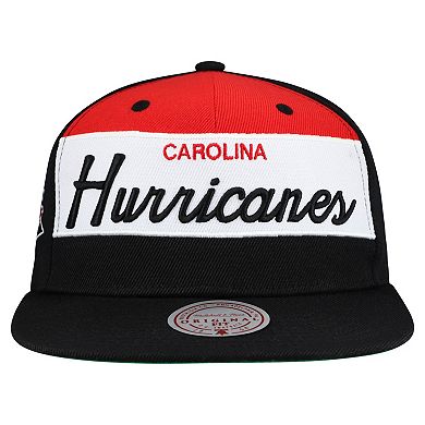 Men's Mitchell & Ness Black Carolina Hurricanes Retro Script Colorblock Snapback Hat