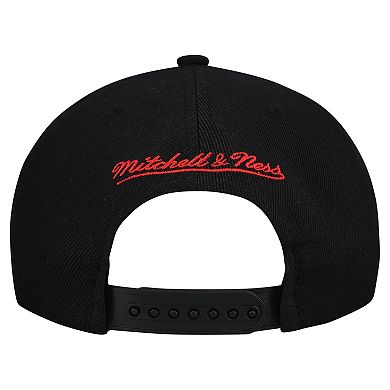 Men's Mitchell & Ness Black Carolina Hurricanes Retro Script Colorblock Snapback Hat