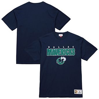 Men's Mitchell & Ness Navy Dallas Mavericks Hardwood Classics Throw It Back Premium T-Shirt