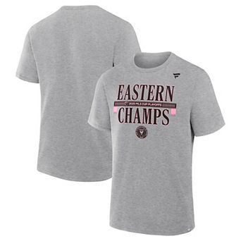 Men's Fanatics Heather Gray Inter Miami CF 2025 MLS Eastern Conference Champions Locker Room T-Shirt