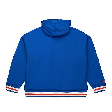 Men's Mitchell & Ness Blue New York Knicks Throw It Back Quilted Fleece Quarter-Zip Hoodie
