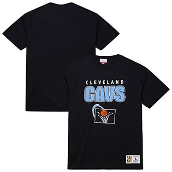 Men's Mitchell & Ness Black Cleveland Cavaliers Hardwood Classics Throw It Back Premium T-Shirt