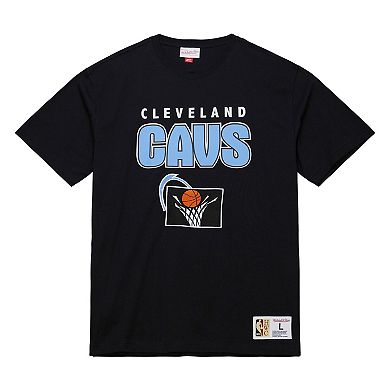 Men's Mitchell & Ness Black Cleveland Cavaliers Hardwood Classics Throw It Back Premium T-Shirt