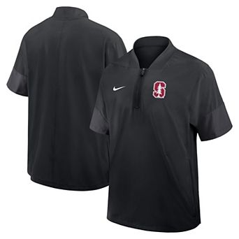 Men's Nike Black Stanford Cardinal 2025 Sideline Short Sleeve Quarter-Zip Dri-FIT Coach Jacket