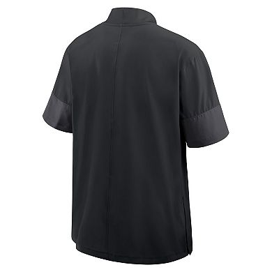 Men's Nike Black Stanford Cardinal 2025 Sideline Short Sleeve Quarter-Zip Dri-FIT Coach Jacket