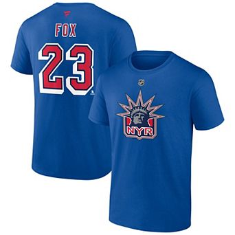 Men's Fanatics Adam Fox Blue New York Rangers Special Edition 2.0 Name & Number T-Shirt