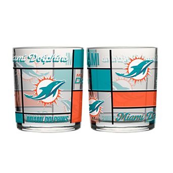 Logo Brands Miami Dolphins 12oz. Quilted Stained Two-Pack Rocks Glass Set