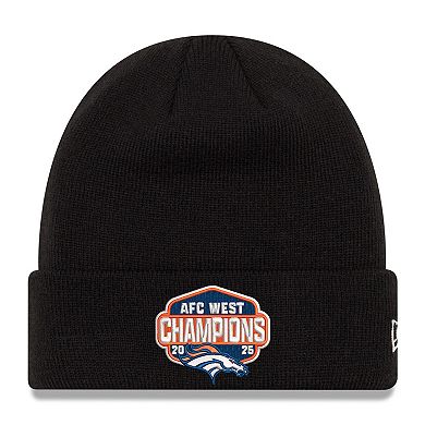 Men's New Era Black Denver Broncos 2025 AFC West Division Champions Cuffed Knit Hat