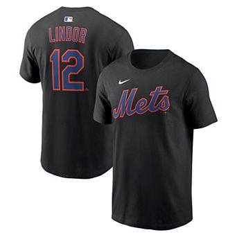 Men's Nike Francisco Lindor Black New York Mets Home Name & Number T-Shirt