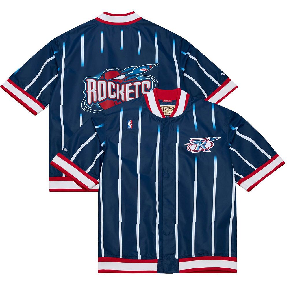 Men's Mitchell & Ness Navy Houston Rockets 1995/96 Authentic Warm Up Jacket