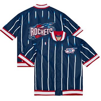 Men's Mitchell & Ness Navy Houston Rockets 1995/96 Authentic Warm Up Jacket