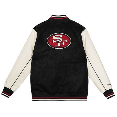 Youth Mitchell & Ness Black/Cream San Francisco 49ers Full-Snap Varsity Jacket