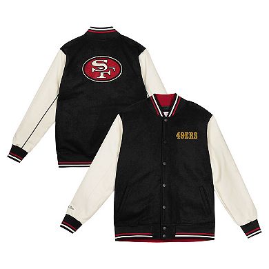Youth Mitchell & Ness Black/Cream San Francisco 49ers Full-Snap Varsity Jacket